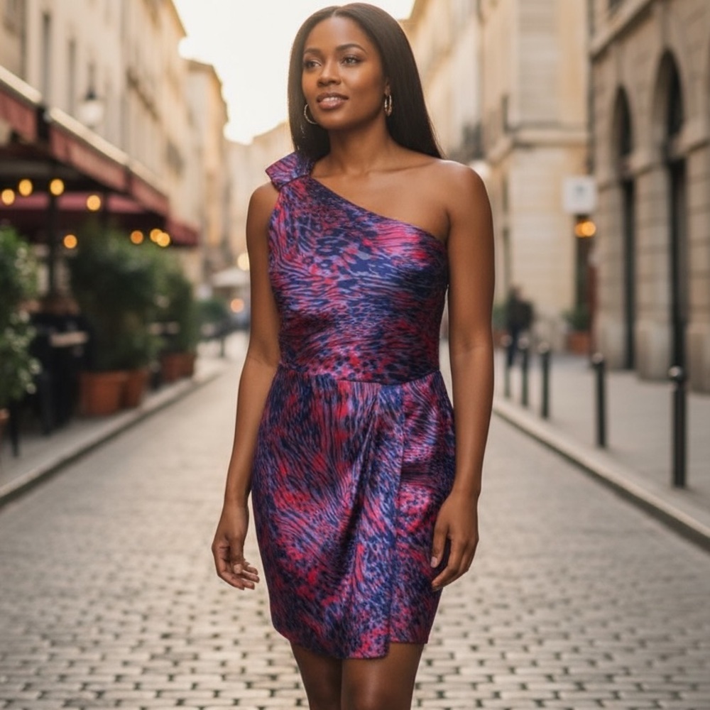 BCBGeneration Raspberry Red Multi One -Shoulder C… - image 1